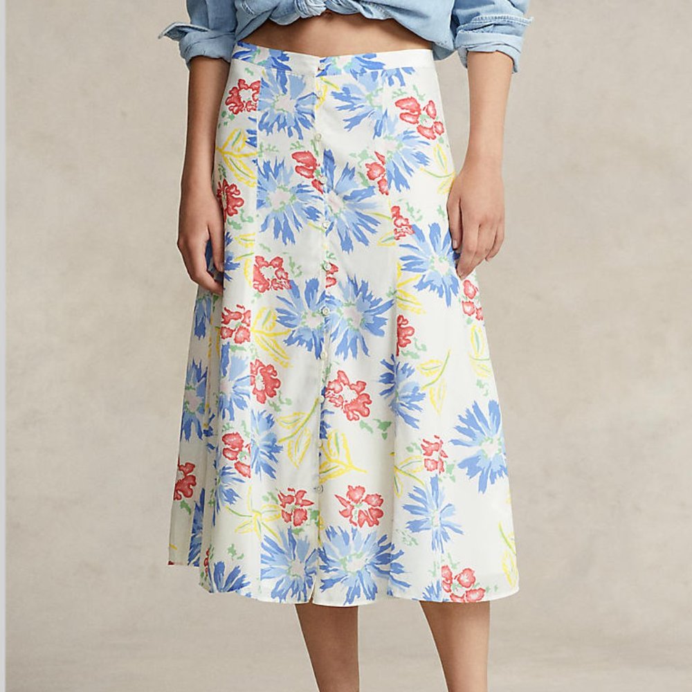 Polo Ralph Lauren Floral Crepe Midi Skirt